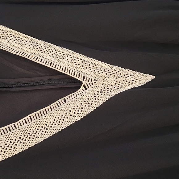 Jumpsuits Dressy Fashion Lace V Neck Long Sleeve Wide Leg Pants Romper with Belt - Picture 4 of 12